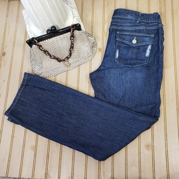 Liz Lange for Target Denim - NWT Liz Lange Maternity Target Size 8 Jeans Under Belly Distressed Straight Leg